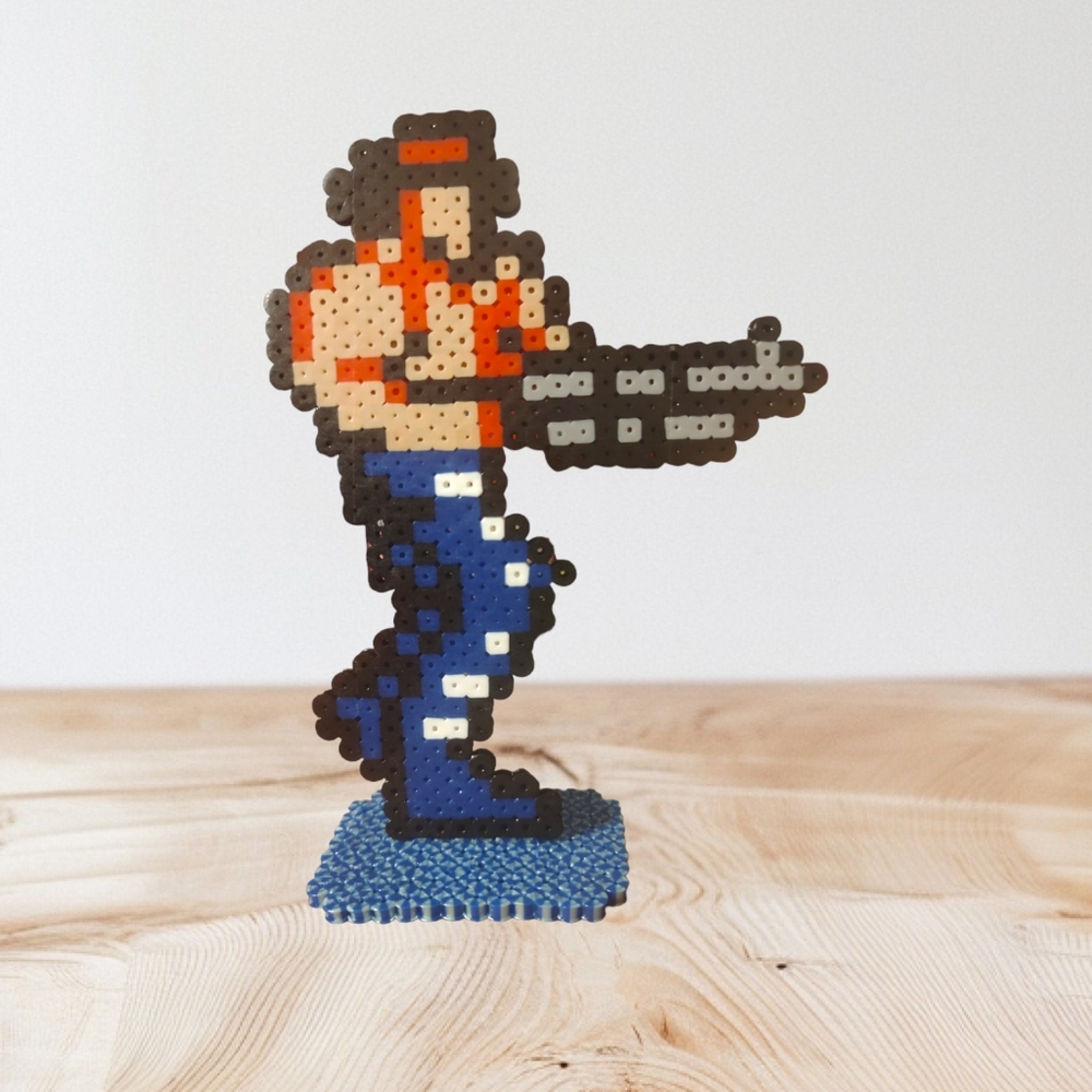 Contra Themed 80's Classic Game Perler Statue Sprite